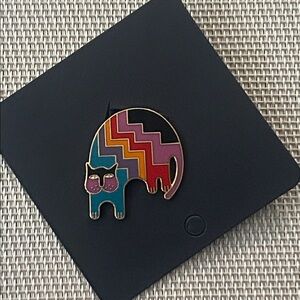 VTG LAUREL BURCH Aztec Cat Enamel Gold BROOCH